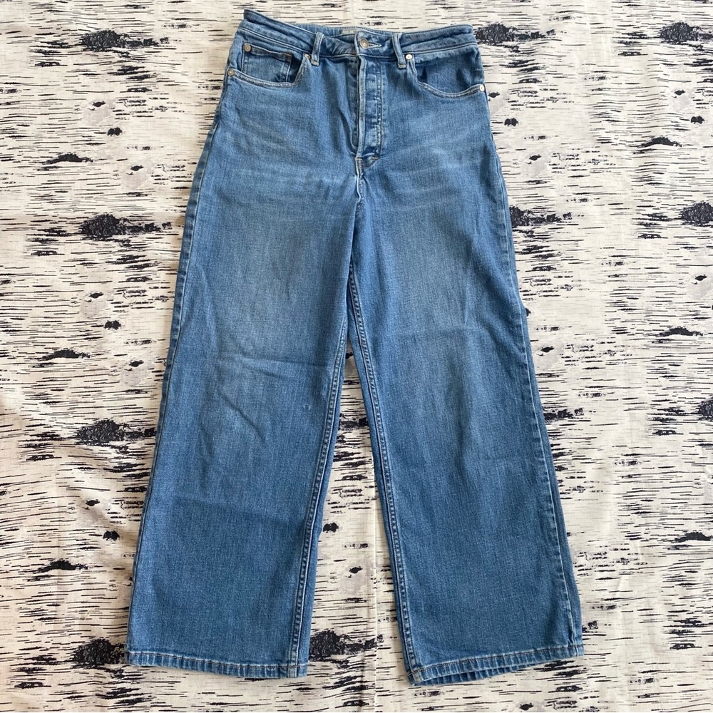 Free People Blue Wide Leg High Rise Jeans